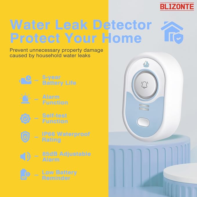 Water Leak Detector 6 Pack, 5-Year Battery Life, Water Alarm - Image 2