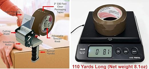 iMBAPrice 2-inches Brown Sealing Tape 6 Roll of 110 Yards (6X 330 Feet) Long 2" Wide Tan/Brown Color Shipping Packaging Tape