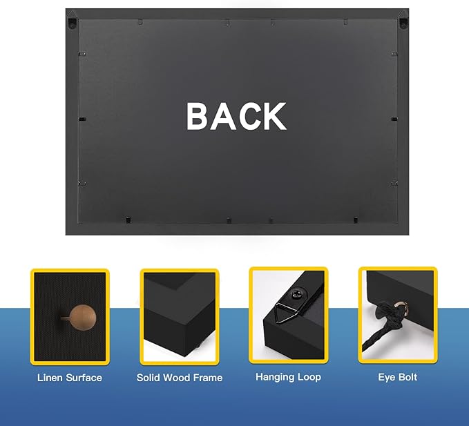 Miratino 2pcs Pin Board Bulletin Board, 16 "x11 Black Linen Cork Boards for Walls with Black Frame,Vision Board for Home Kitchen School Office Decor