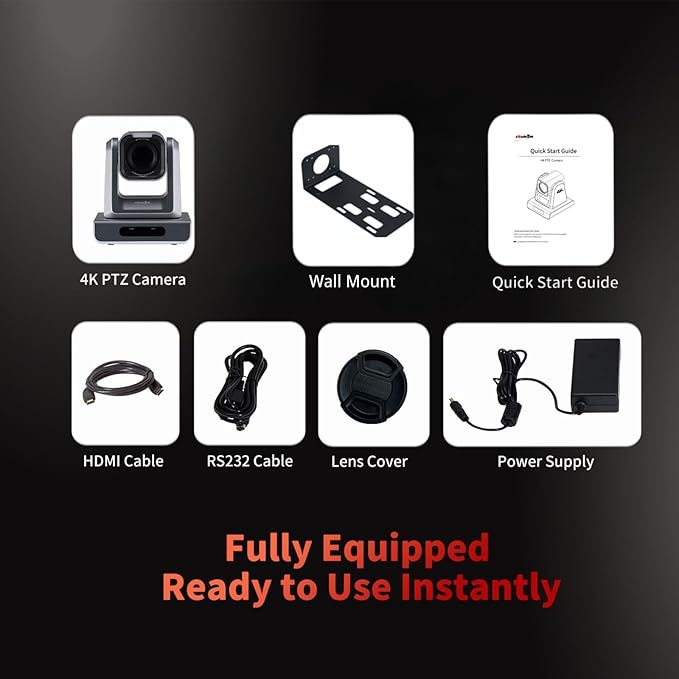 4K Native NDI|HX3(Certified) PTZ Camera PoE, 18X Optical Zoom, Simultaneous HDMI & SDI outputs, RTSP/RTMP(s)/SRT, Standalone IP Live Streaming to YouTube, Twitch for Meeting, Church, Event, Teaching