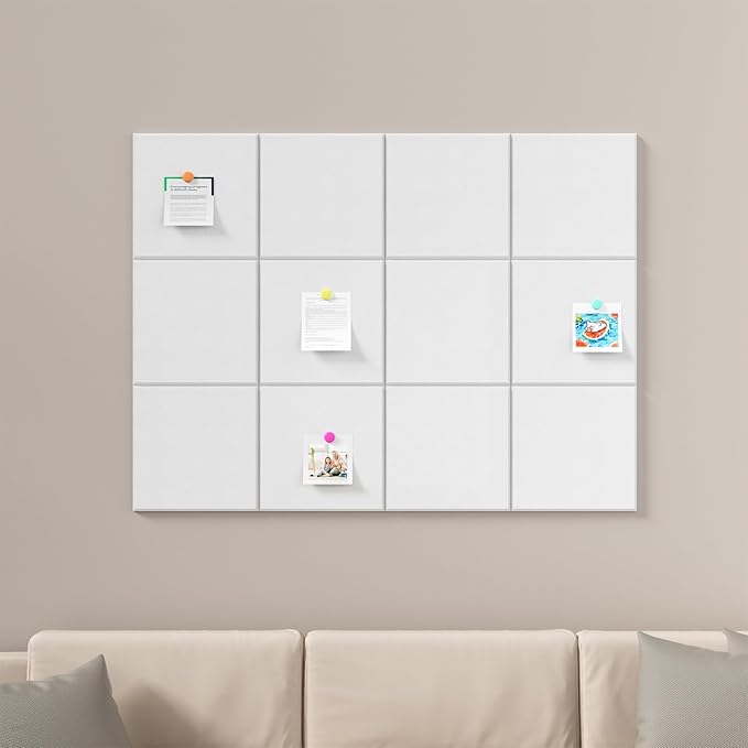 Large Cork Boards for Walls – 48 x 36 Self Adhesive Felt Wall Tiles, Ideal for Office Wall Organizing Bulletin Board, Easy to Install Cork Boards Felt Board