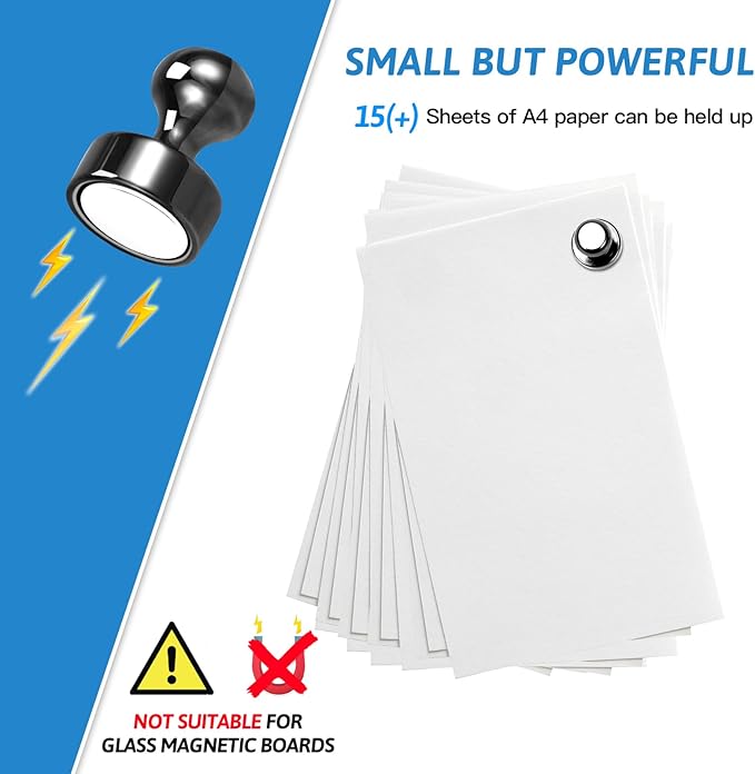 50Pack Fridge Magnets,Black Refrigerator Magnets,Small Magnets for Whiteboard,Strong Fridge Magnet Adults,Push Pin Magnet for Kitchen, Office, Classroom, Locker