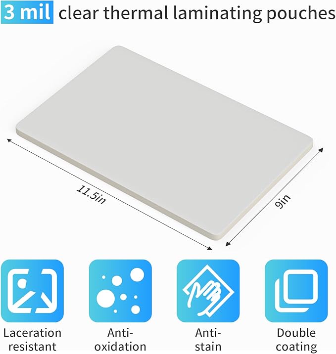 (3 Mil) 100 Pack Laminating Sheets, Thermal Laminating Pouches Holds 8.5 x 11 Inch, 3 Mil Clear Laminator Paper 9 x 11.5 Inch, Letter Size, for Education,Documents, Certificate