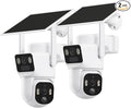 SEHMUA Dual-Lens Solar Security Cameras Wireless Outdoor, 2 Pack, 2K+2K Dual by SEHMUA