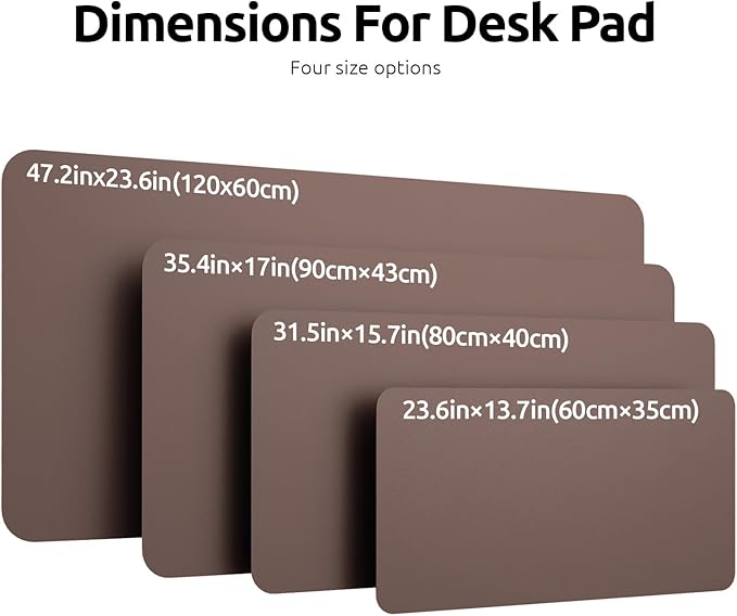 YSAGi Leather Desk Protector, Office Mat, Large Mouse Mat, Non-Slip PU Leather Blotter, Laptop Pad, Waterproof Writing Pad for Office and Home (Chocolate, 23.6" x 13.8")