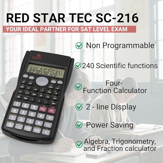 SC 216 Non Graphing Scientific Calculator for School by Red Star Tec (2 Pack Bundle)