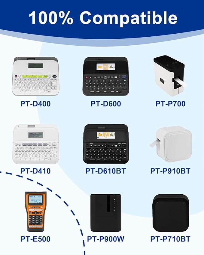 5-Pack TZe-241 TZ Tape 18mm 0.7 Laminated White Compatible for Brother P Touch Label Tape TZe 241 TZe241 TZ-241 for Ptouch PT-D410 PT-D400 D610BT PT-D600 PTD460BT Label Maker, 3/4 Inch x 26.2 Ft