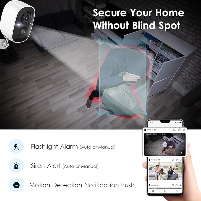 GMK Solar Security Cameras Wireless Outdoor 4 Pack, 2K Battery Powered Cameras - Image 4