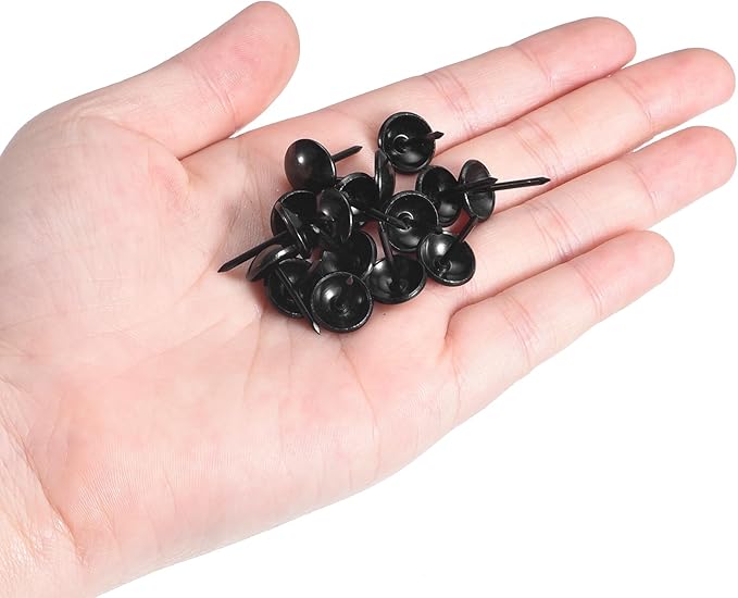 uxcell Upholstery Tack Nail Pins Furniture, 500Pcs 11x17mm Thumb Tack Pins Assortment Kit Carbon Steel for Home Sofa DIY Decorative Nail Heads Nails, Black