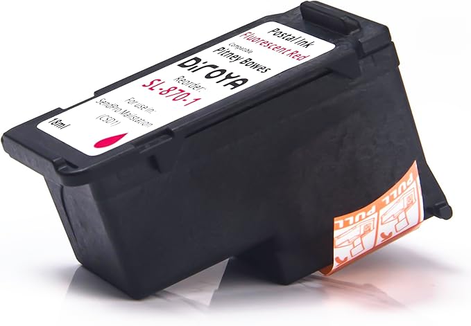 SL-870-1 Ink Cartridge 18ML High Yield Replacement for Pitney Bowes SendPro Mailstation Fluorescent Red Postage Ink (CSD1) (2 Pack)