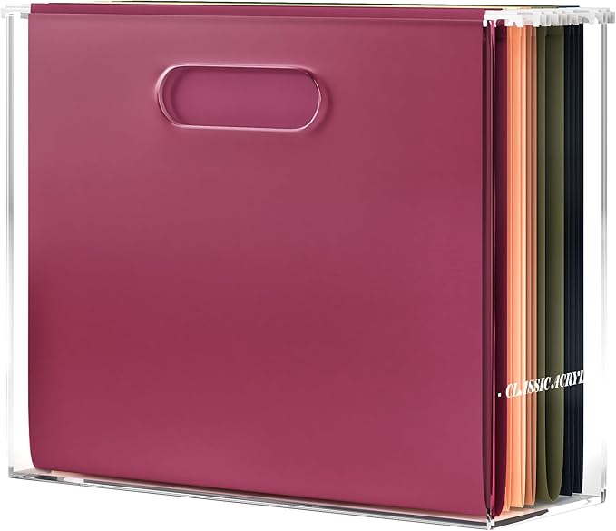 File Organizer for Desk - This Acrylic Storage Box is great for Office Organization - Its Modern Acrylic Magazine Holder makes a Great Gift for Home/Work Space