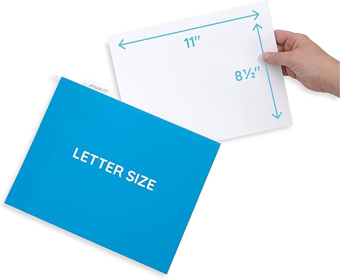 Blue Summit Supplies Hanging File Folders, 25 Reinforced Hang Folders, Designed for Home and Office Color Coded File Organization, Letter Size, Blue, 25 Pack