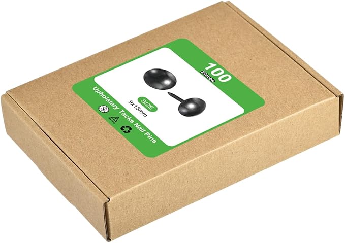 uxcell Upholstery Tacks Nail Pins Furniture, 100Pcs 9x13mm Thumb Tack Pins Assortment Kit Carbon Steel for Home Sofa DIY Decorative Nail Heads Nails, Black