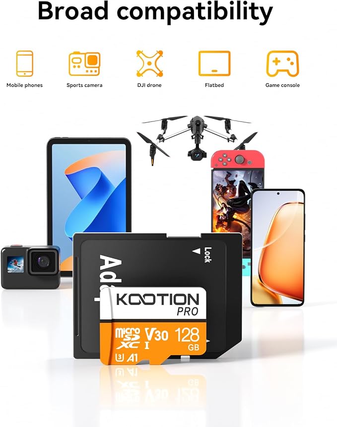 KOOTION 128GB Micro SD Card 3 Pack, UHS-I MicroSDXC Card - Image 5