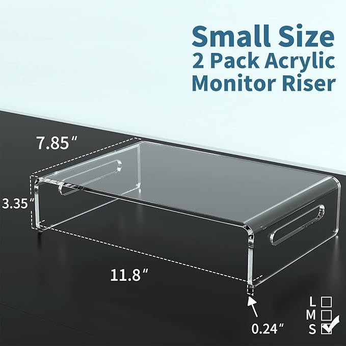 Zimilar 2 Pack Monitor Stand Riser, Acrylic Monitor Stand for Computer, Laptop, Printer, Notebook, Premium Clear Laptop Stand Acrylic Monitor Riser for Home Office, Monitor Stands for 2 Monitors
