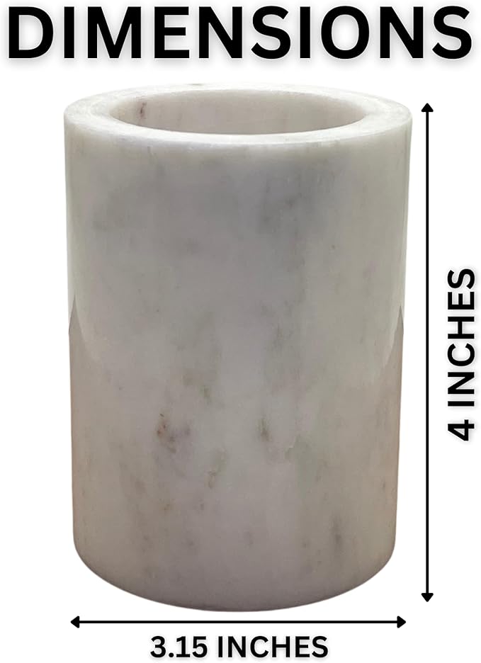 Natural Marble Pencil Pen Holder Stand for Desk, Makeup Brush Cup for Girls, Bathroom Tumbler Cup, Durable Office & Home Organizer Pencil Holder