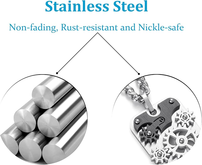 Stainless Steel Mechanical Rotatable Gear Pendant Necklace - Image 3