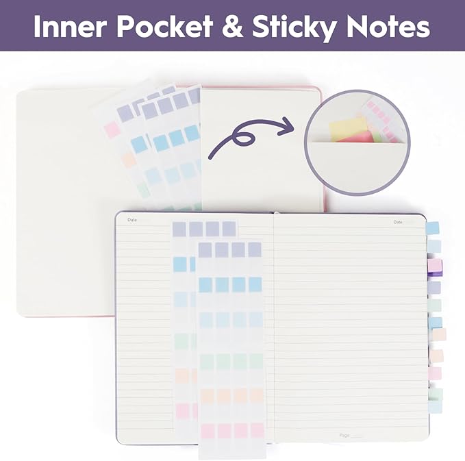 A5 Lined Journal Notebooks for Work, 192 Pages, Medium 5.7 x 8.3inch, College Ruled, Vegan Leather Hardcover Journals for Women Men,3 Pack