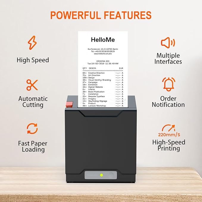Thermal Receipt Printer, Restaurant Kitchen Printer, 80mm POS Printer - Image 4