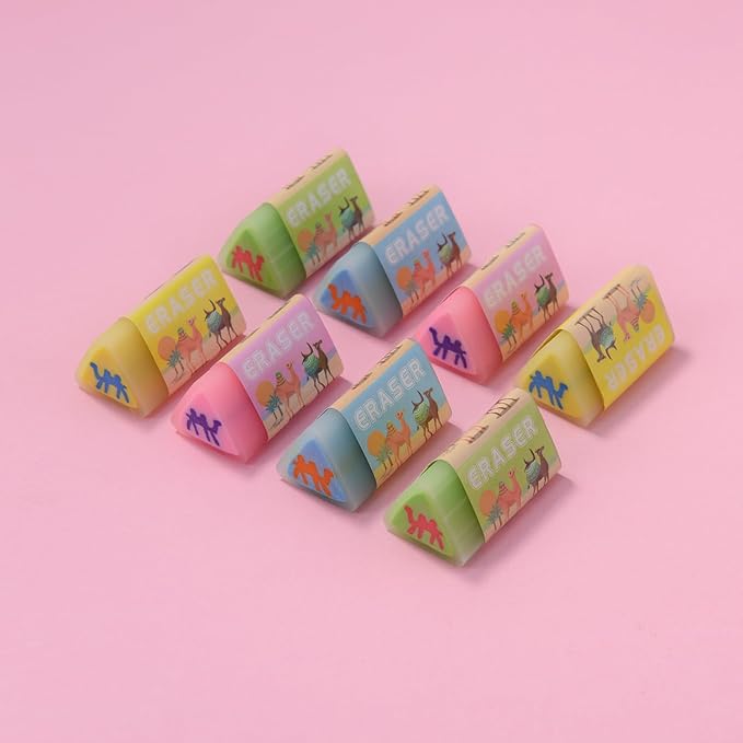 16 Camel Jelly Erasers for Kids, Kawaii Animal Shaped Rectangular School Supplies