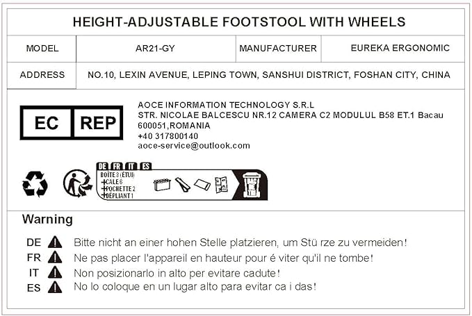 EUREKA ERGONOMIC Height Adjustable Foot Stool,19x18'' Large Seat Under Desk Footrest,Swivel Rolling Chair W Sturdy Wheels,Ottoman Stool Simple Meeting Chair for Home Office,Grey