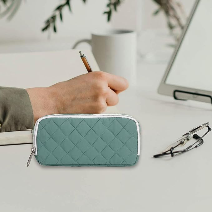 Della Gao Small Pencil Case Large Capacity Pencil Pouch Marker Pen Bag Coin Pouch Office Stationery Organizer (DarkGreen-02RH)