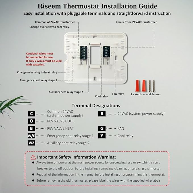 Thermostat for Heat Pump, NonProgrammable Thermostat for Home, Conventional - Image 6
