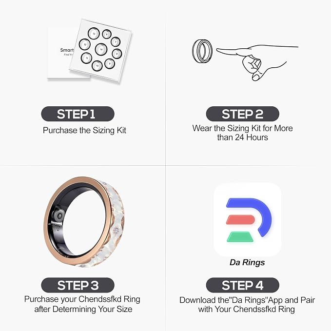 Smart Ring for Women Fitness Ring Health Ring, No Subscription Fee White 8# - Image 2