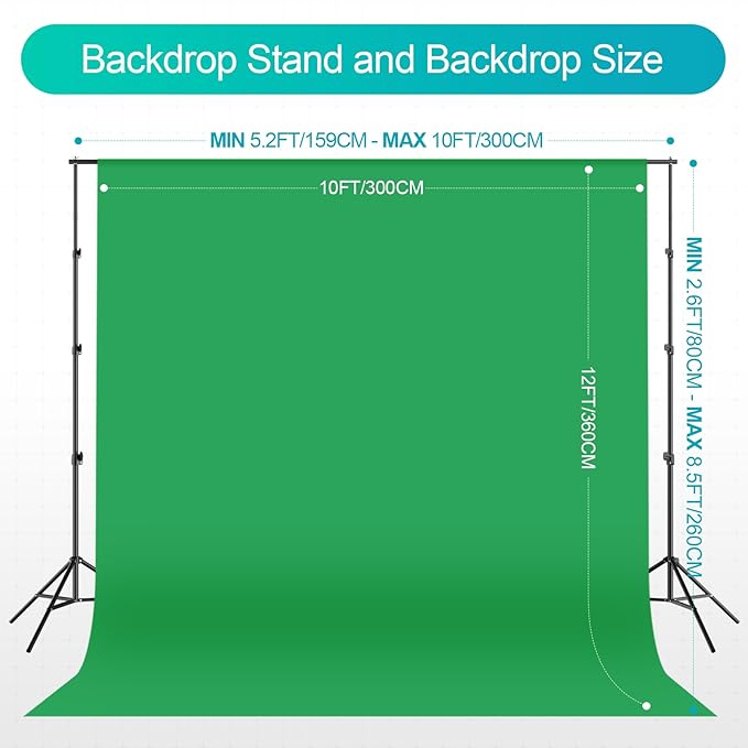 EMART 8.5 x 10 ft Backdrop Support System, Professional Photography Lighting Kit - Image 2