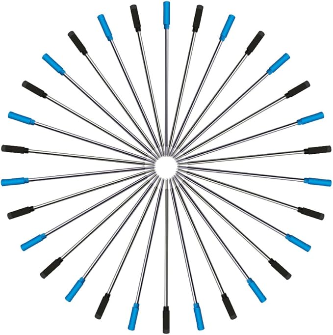 4.5” Replaceable Ballpoint Pen Refills, 30 Pack Smooth Writing Ballpoint Refills for Cross Style Pen (Black and Blue Ink Refills)