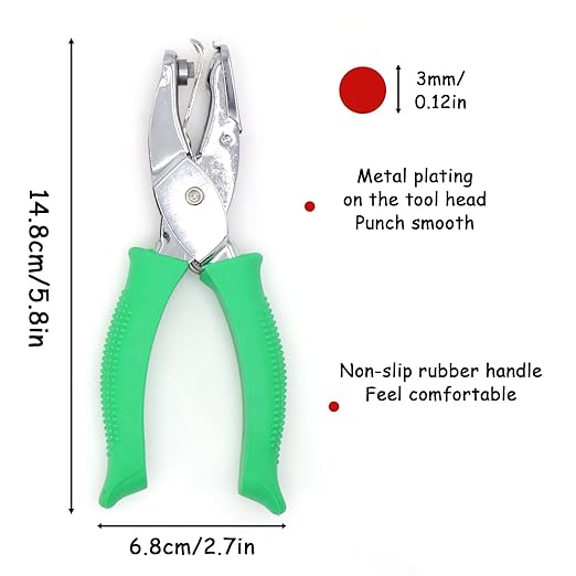 Handheld Round Shape Hole Punch, 1/8 Inch Hole Size, Craft Paper Puncher, Single Pack, Ideal for DIY Projects and Office Use
