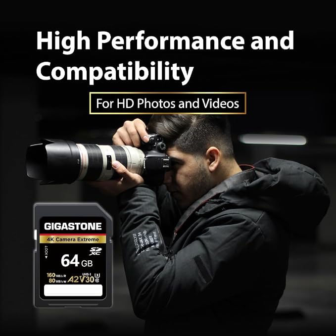 【5-Years Data Recovery】 GIGASTONE 64GB SD Card 2-Pack, 4K Camera Extreme - Image 4