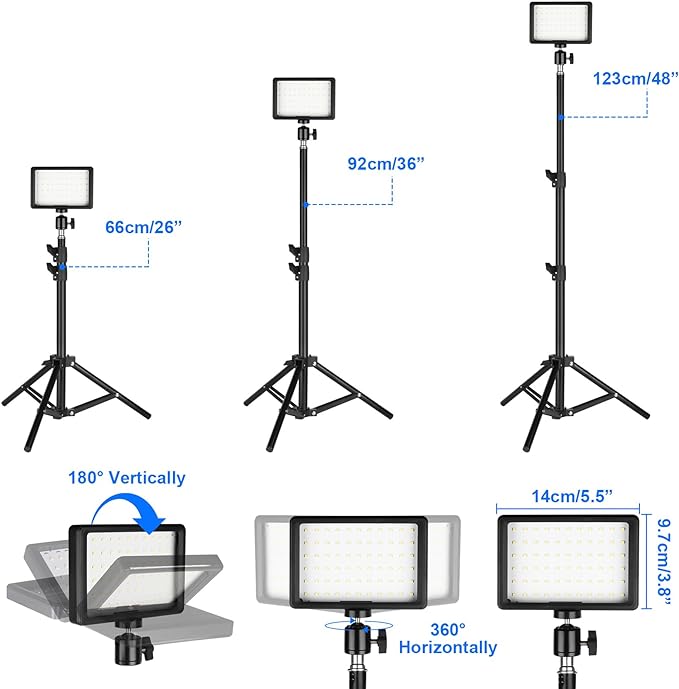 LED Photo Video Light 3-Pack, Ci-Fotto Dimmable 5600K USB LED Continuous Light - Image 5