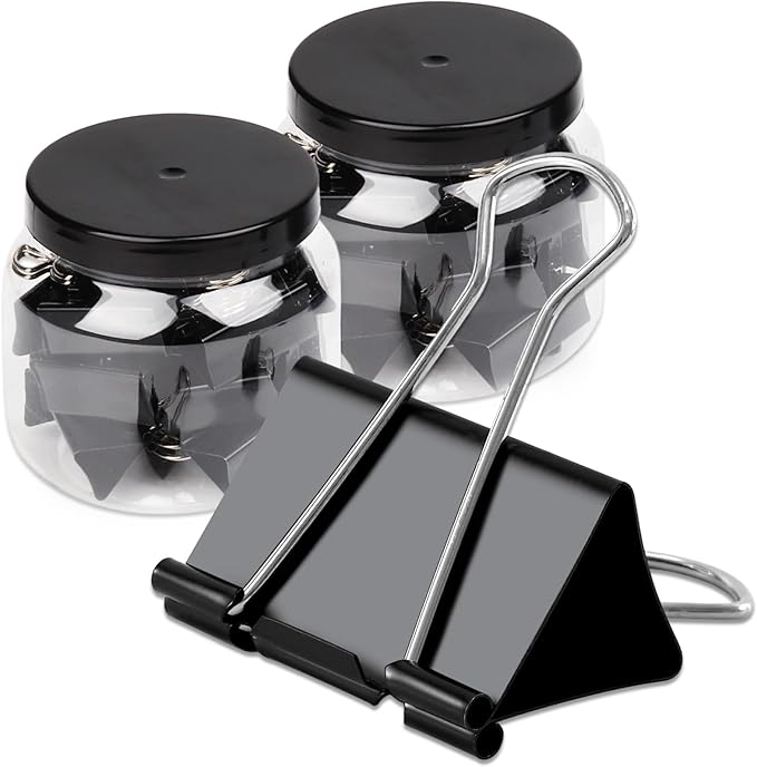 Extra Large Binder Clips Standard 2 inch Length, 1 inch Capacity, 80 Pcs Jumbo Binder Clips for Office