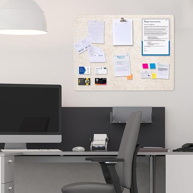 Bulletin Board, 24 x 18 inches Decorative Felt Pin Board, Cork Board Alternative for Wall, Foldable Photo Board with 20 Pushpins - Oatmeal