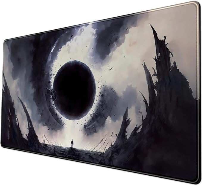 Black Moon Mousepad Gaming MTG Playmat Desk Mat Original Aesthetics Mouse Pad Large Gaming Mouse Pads Desk Pad XXL Keyboard Mat Full Desktop Mat Desk Cover Pad for Work Office Game (31.5x15.7 in)