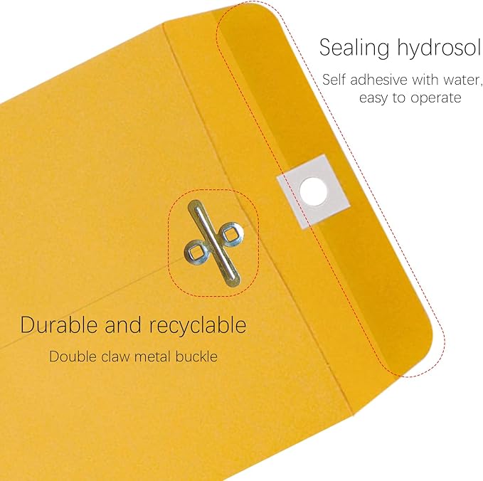 10” x 13” Clasp Envelopes with Gummed Seal Brown Kraft Catalog Envelopes Clasp Mailing Envelopes for Home, Office, Business 28 lb Kraft Paper,Pack of 30