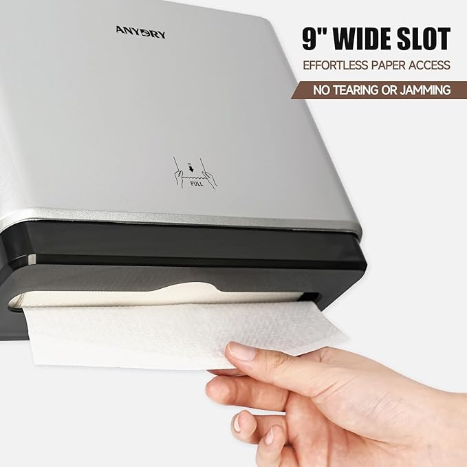 200-Sheet Wall-Mounted Paper Towel Dispenser, Fits Multi-Fold Towels up to 10x3.1 Inches, Perfect for Home & Business (Silver)