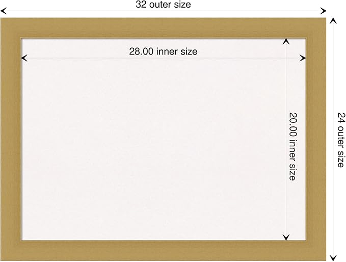 Amanti Art White Cork Board for Wall, 24x32 Vision Board with Gold Frame, Medium Corkboard Office Decor for Home Organization, Casual Corkboard Pinboard to display items for home organization