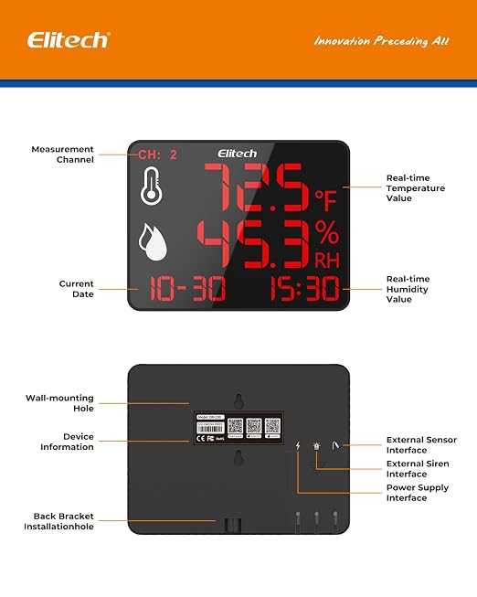Elitech Wireless Hygrometer Thermometer Reusable Temperature Recorder Data - Image 8