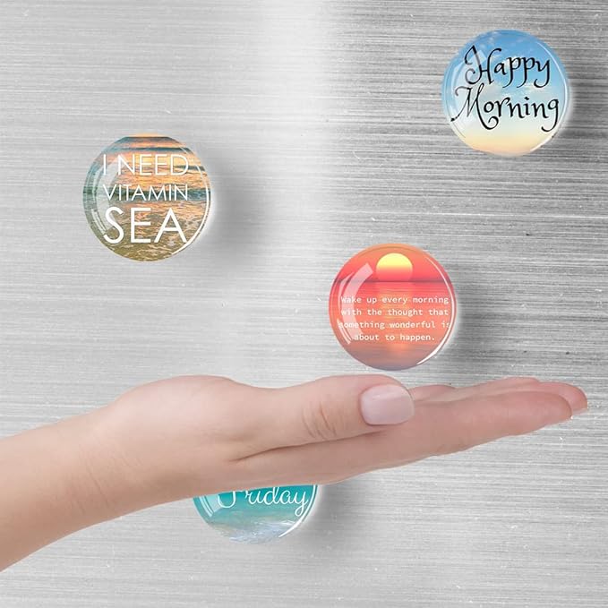 12Pcs Glass Refrigerator Magnet Fridge Sticker,Motivationa Fridge Magnets Decoration for Crafts,Strong Fridge Magnets for Kitchen, School,Office Whiteboard, Cabinet and Dishwasher