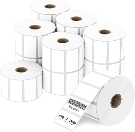 2" x 1" Direct Thermal Label, Paper for Barcodes Postage Address Perforated & Compatible with Rollo, Zebra, Munbyn, Nelko Printers(12 Rolls, 1300 Labels/Roll)