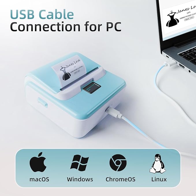 ORGSTA Label Maker Machine with Tape, T003 Thermal Label Maker, 3.15 Inch Bluetooth Label Printer Compatible with Phone & PC, Sticker Printer Barcode Thermal Maker for Small Business, Home, School