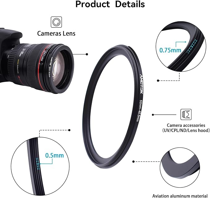52mm Lens to 40.5mm Camera Filters Ring Compatible All 52mm Camera Lenses to - Image 3