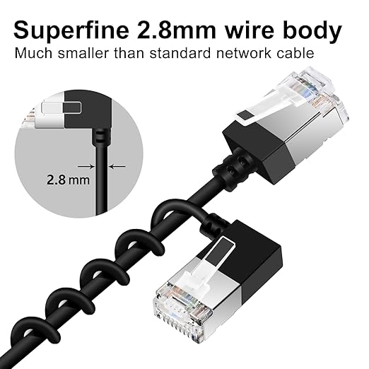 Slim Cat 6 Ethernet Cable 90° Left Angled 1.6 Feet, Ultra Thin & Flexible Rj45 - Image 2