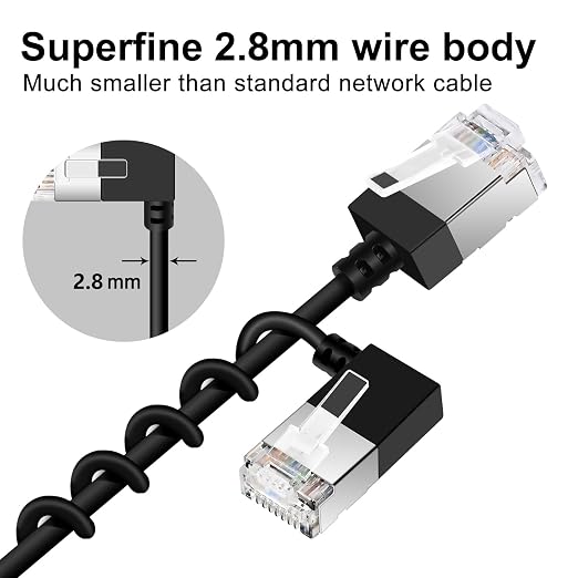 Ultra Slim 90° Degree Cat 6A Ethernet Cable Left Angled 3.3 Feet 2Pack - Image 6