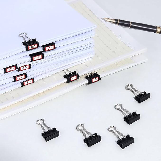 Ufmarine 60 Pcs Small Binder Clips 3/4 Inch Length, Black Small Paper Clips for Office, Standard Size