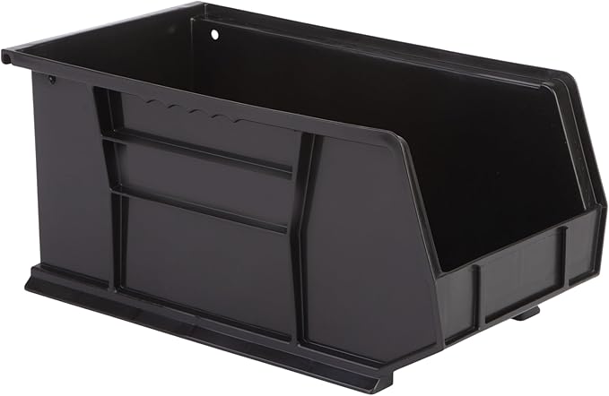 Hudson Exchange 15" x 8" x 7" Plastic Stackable Storage Bin and Hanging Container (Black, 1 Pack)