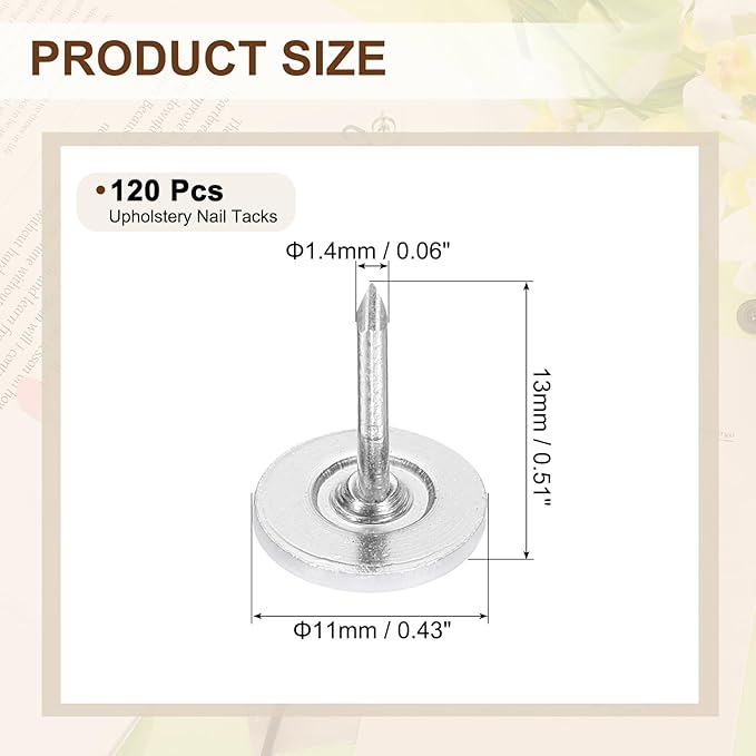 uxcell 120Pcs Push Pins, 11mmx13mm Round Flat Head Decorative Thumb Tacks Upholstery Tacks for Cork Board Office Wall Hangings, White