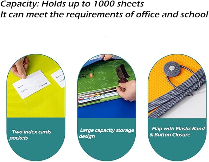 Premium Quality Plastic Expanding File Folder Document Organizer, 3.5" Expansion, A4 Letter Size for Home School Office Organization, 4 Pack